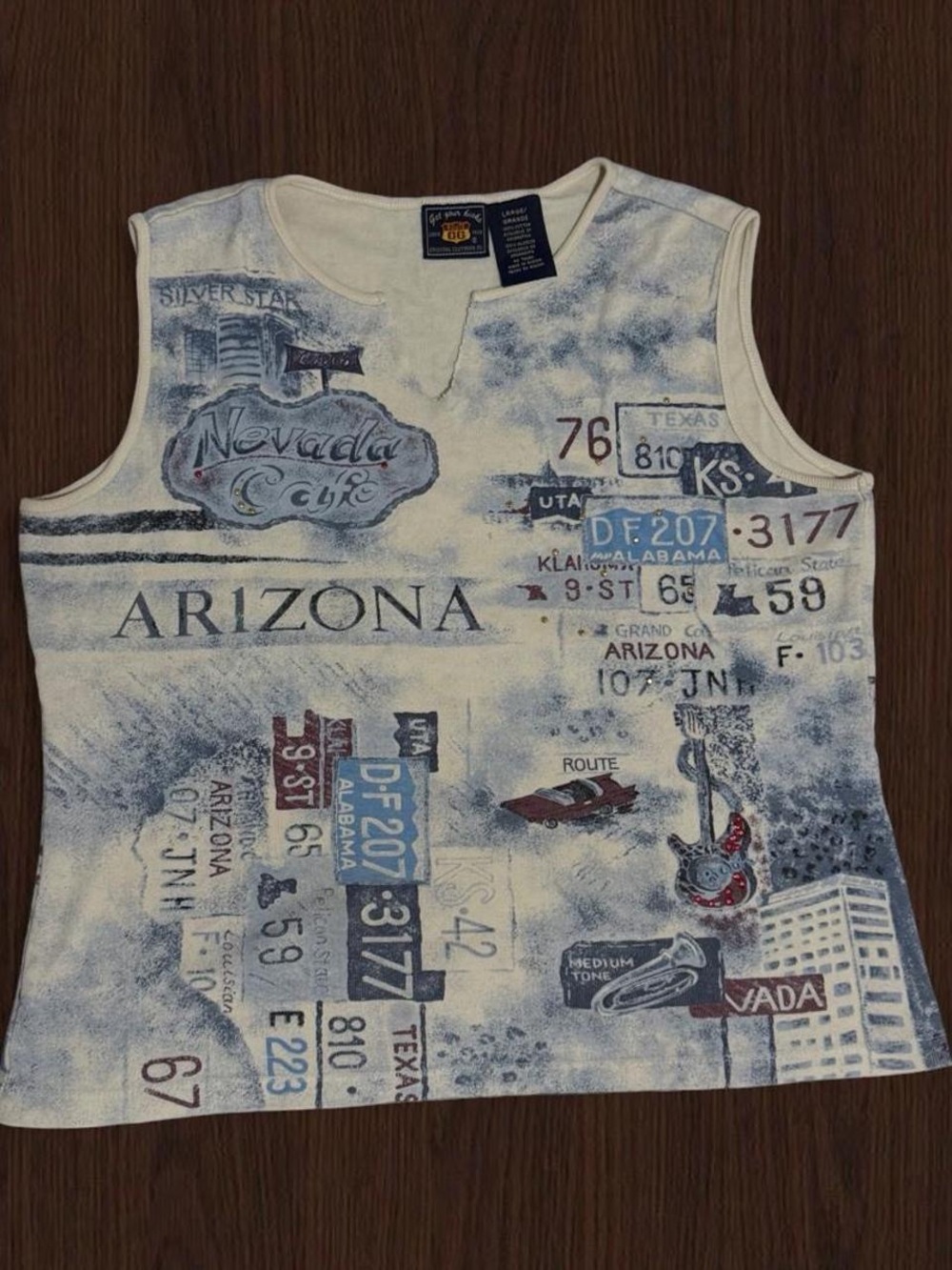 Route 66 Arizona Vintage Graphic Tank - White & Blue